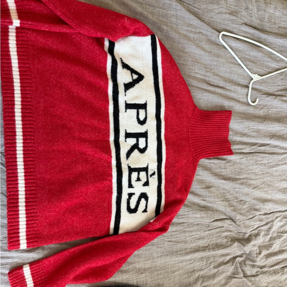 J.O.A. Red and White Turtleneck Sweater